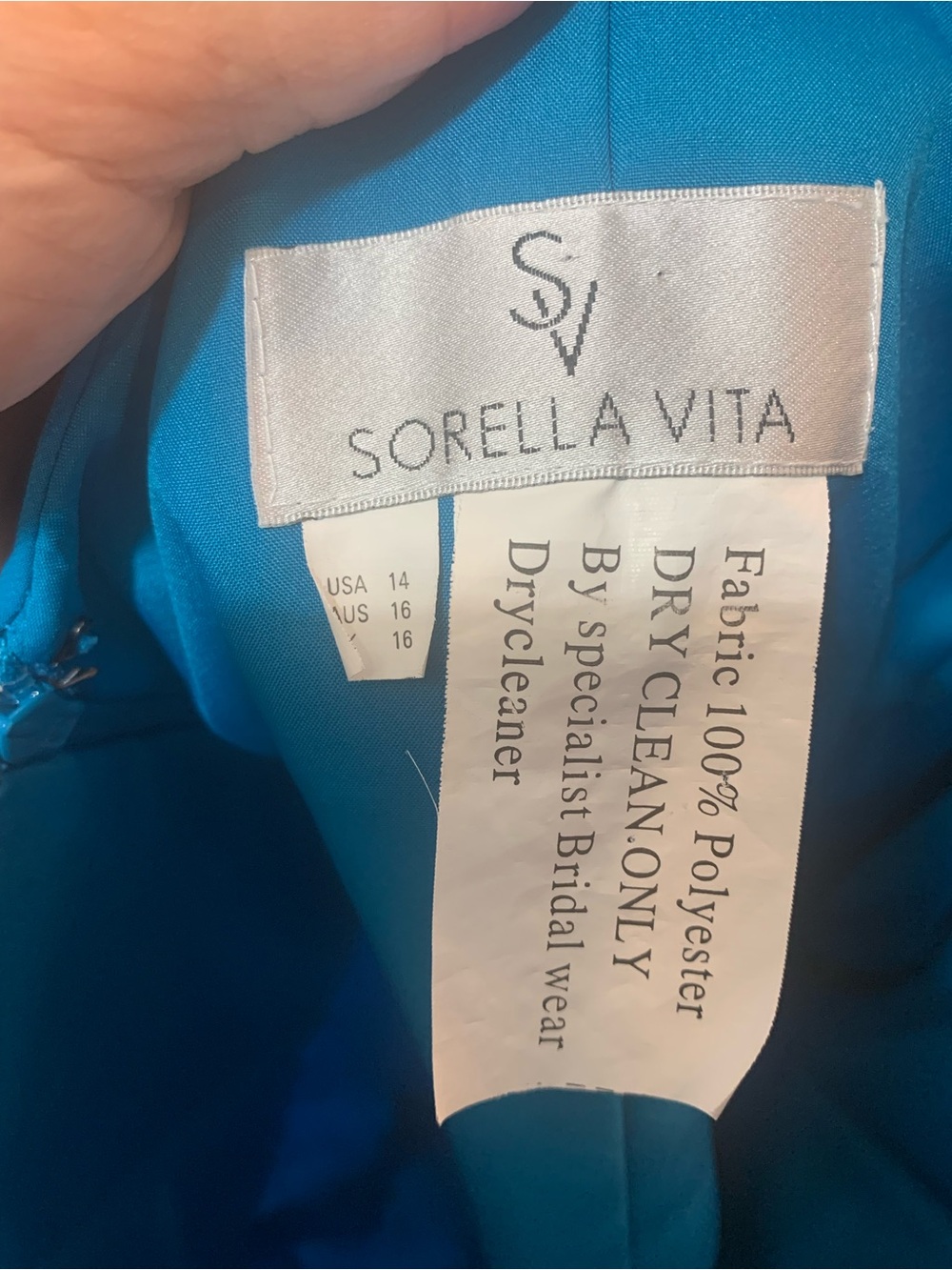 SORELLA VITA Size 14 Turquoise Maxi Dress with Black Lace Waist and Straps - Picture 8 of 8